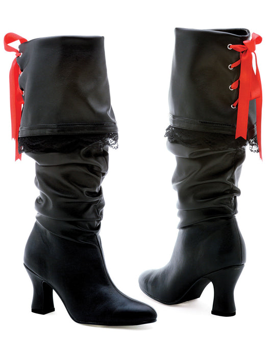 Womens Pirate Boots with Ribbon
