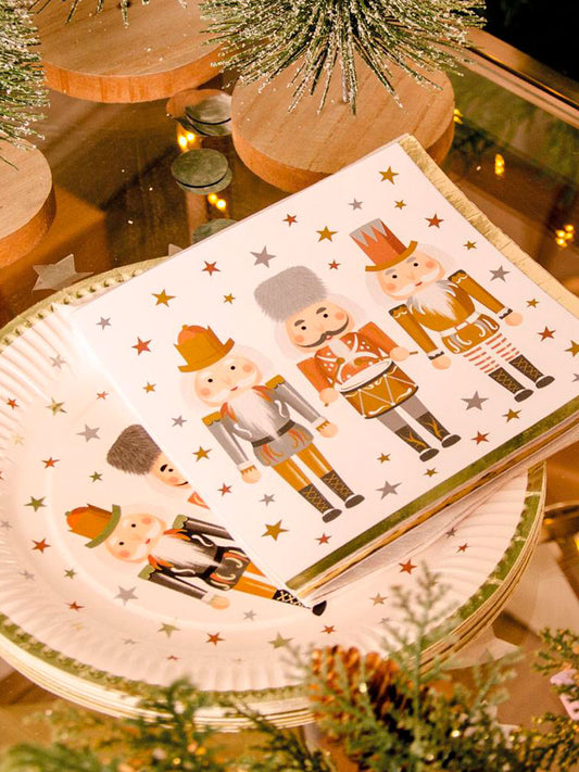 Metallic Nutcracker Paper Party Plates (x8)