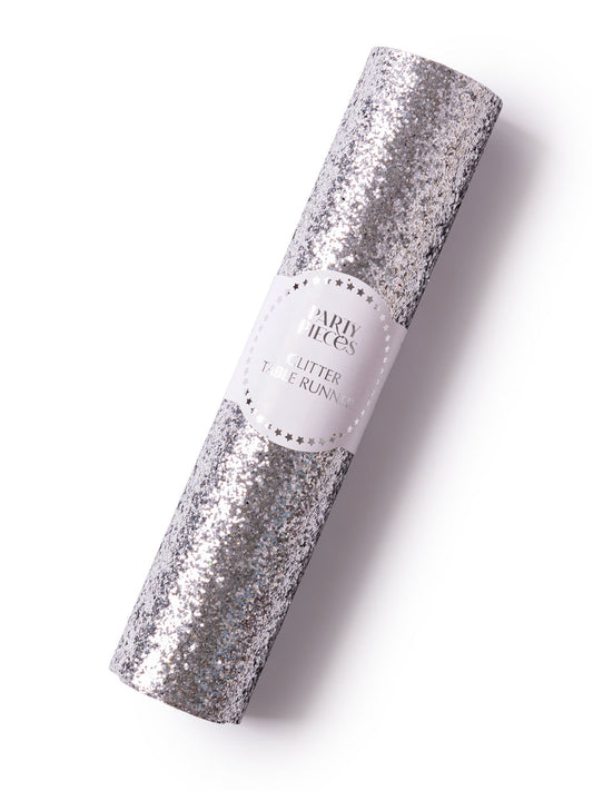 Metallic Silver Glitter Table Runner