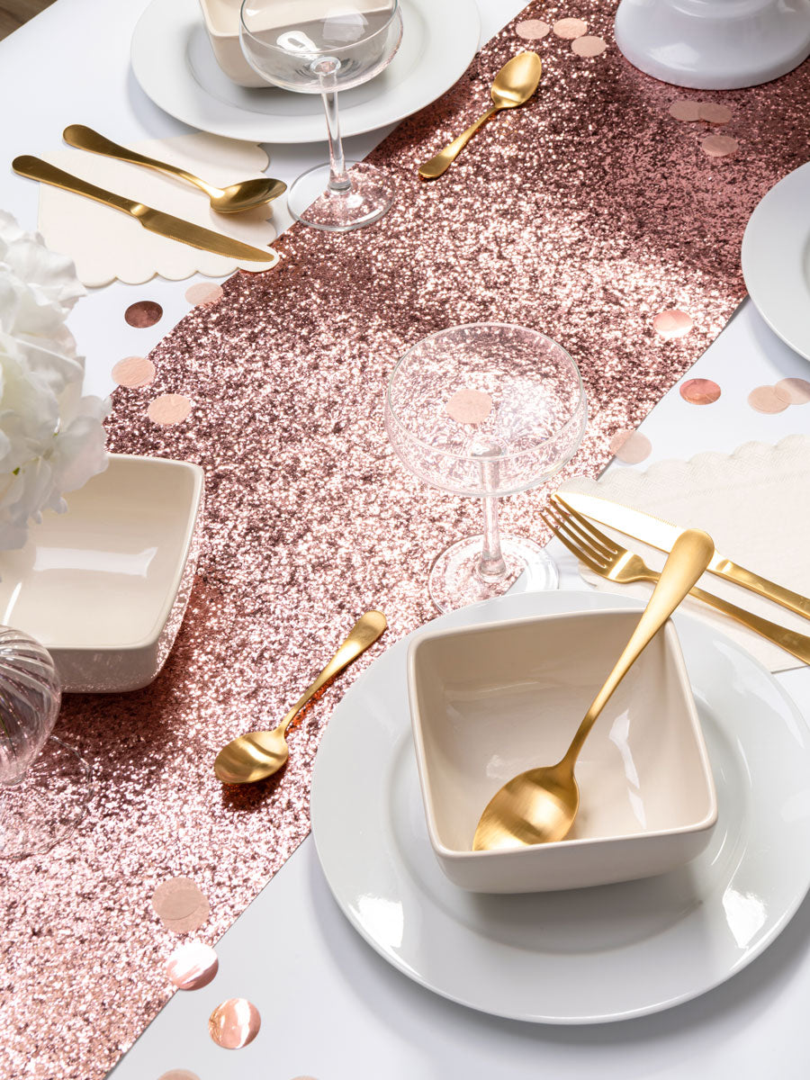 Metallic Rose Gold Glitter Table Runner