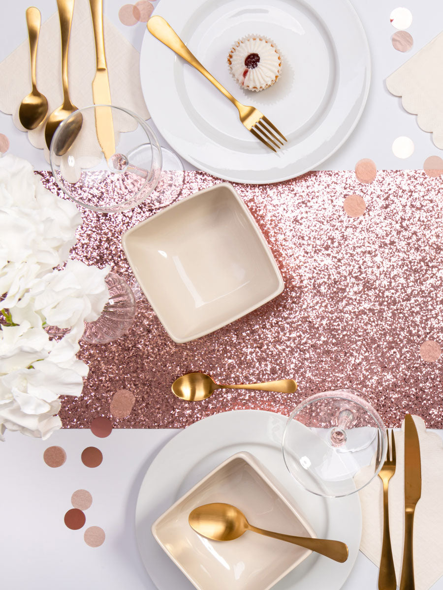 Metallic Rose Gold Glitter Table Runner
