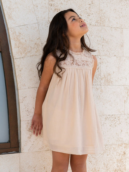 Ava Lace & Cotton Dress for Girls