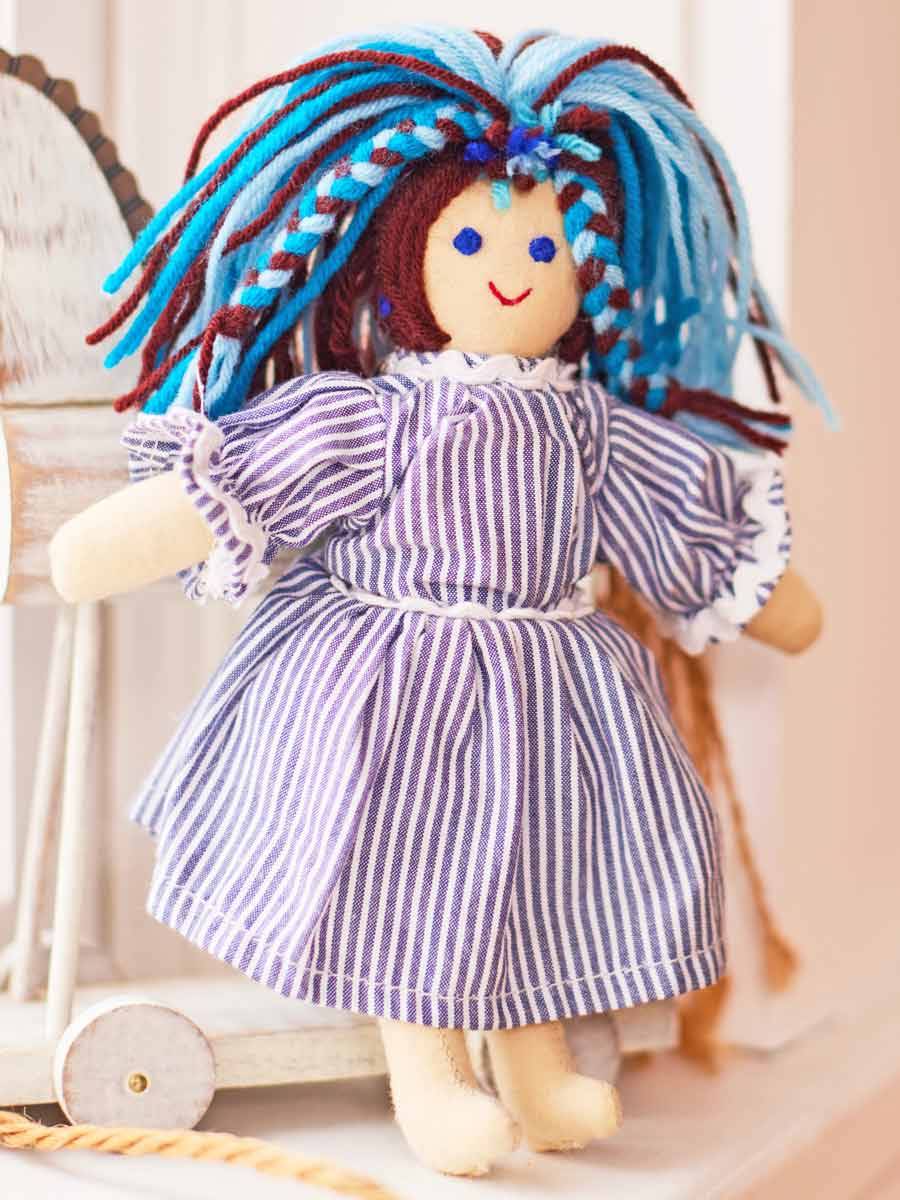 Polly Doll in Stripe Dress Soft Toy
