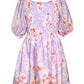 Floral Print Peasant Style Dress Lavender