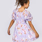 Floral Print Peasant Style Dress Lavender