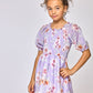 Floral Print Peasant Style Dress Lavender