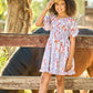 Floral Print Peasant Style Dress Lavender