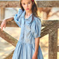 Chambray Blue Dress with Balloon Sleeves