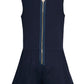Navy Knit Romper with Cascading Ruffles