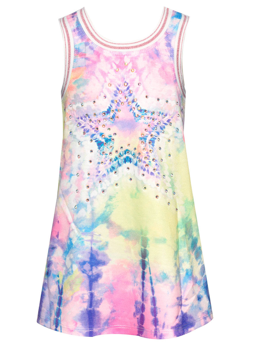 A-line Tie-Dye Star Print Dress