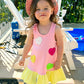 Dropwaist Dress with Multicolor Hearts