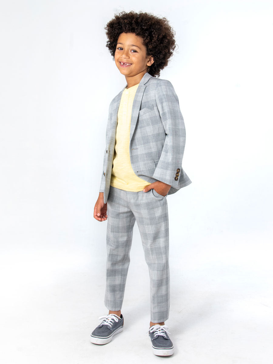 London Check Two Piece Stretch Mod Suit for Boys