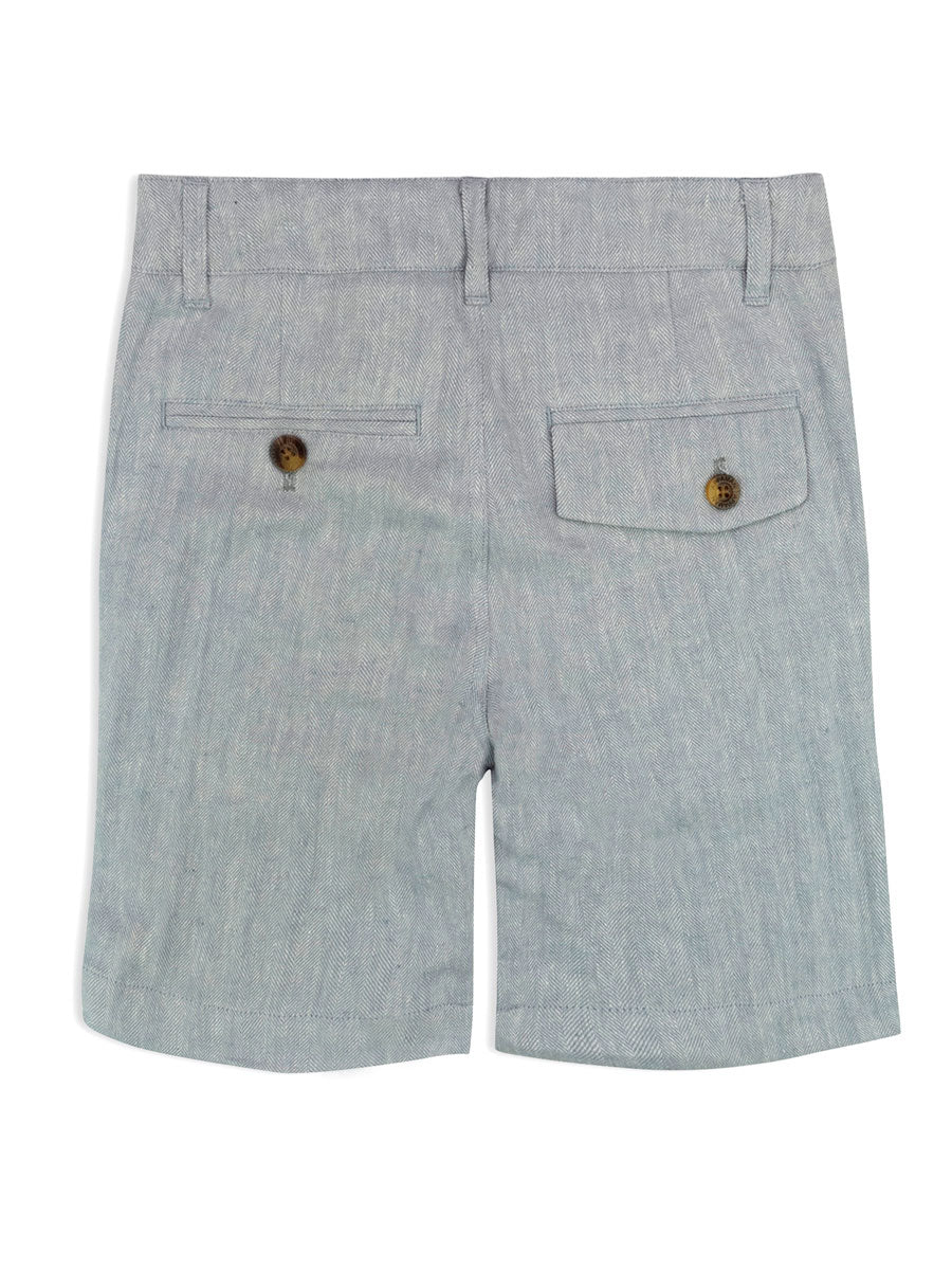 Boys Tailored Shorts - Grey Herringbone