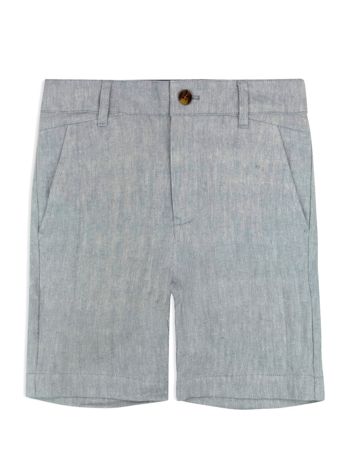 Boys Tailored Shorts - Grey Herringbone