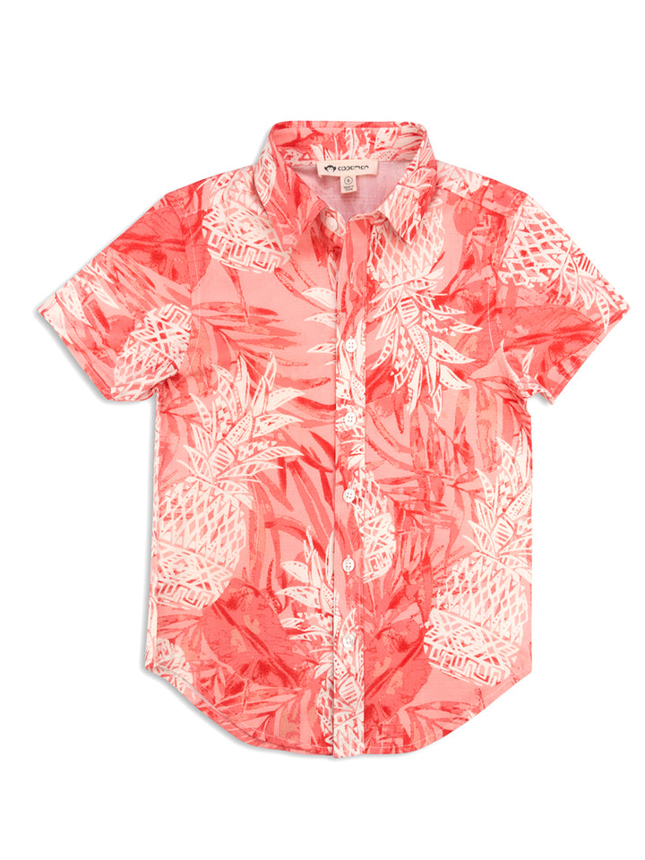 Day Party Shirt - Coral Pineapples