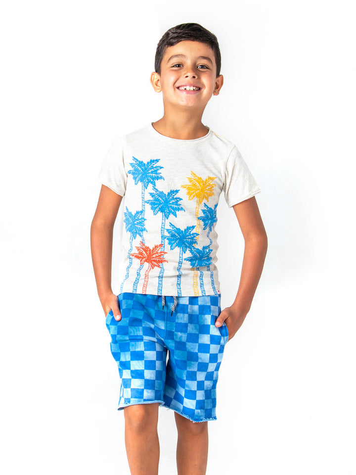 Boys Camp Shorts - Blue Check