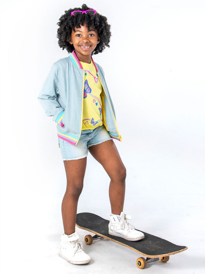 Yellow Callaway Tee for Girls - Butterflies