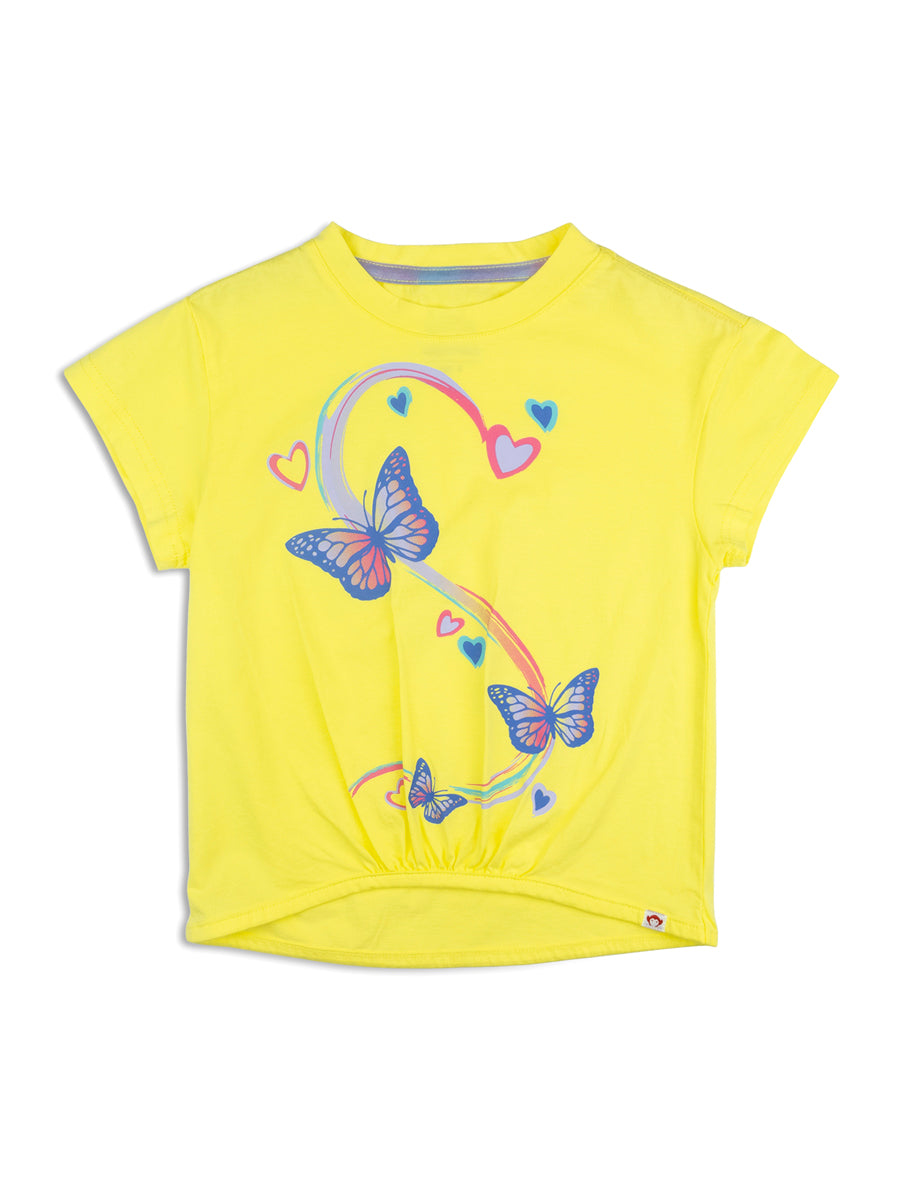 Yellow Callaway Tee for Girls - Butterflies