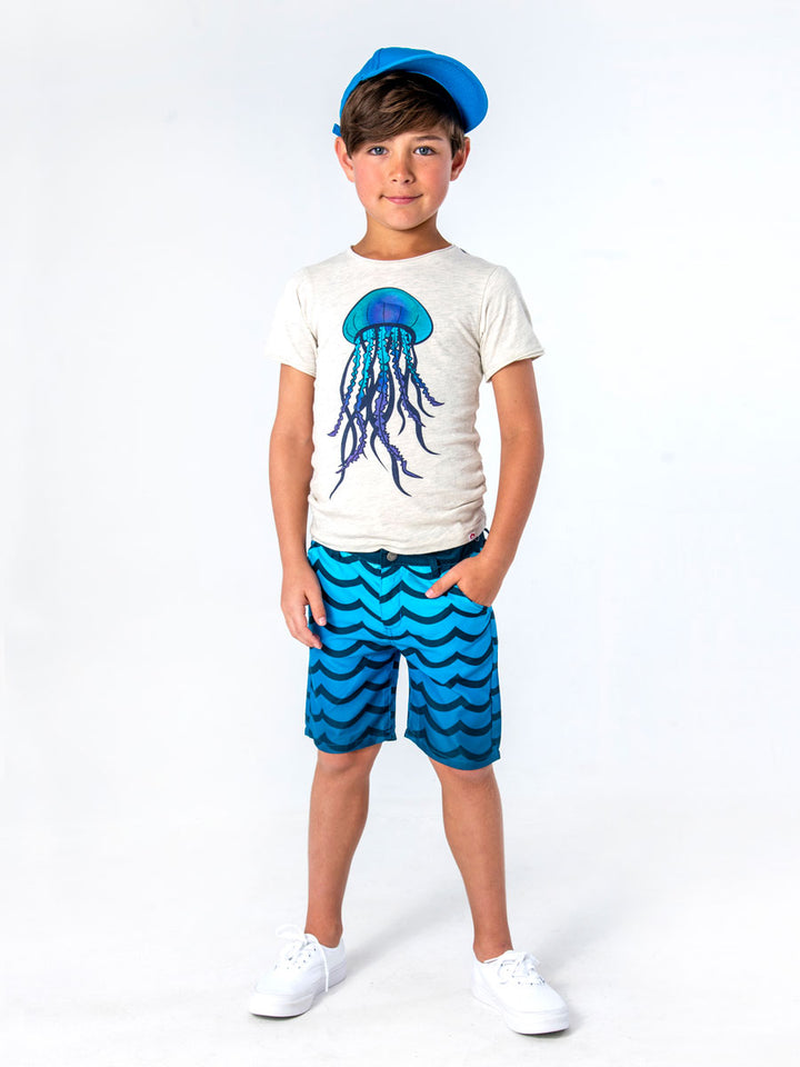 Quick-Dry Hybrid Shorts - Wavy Blue