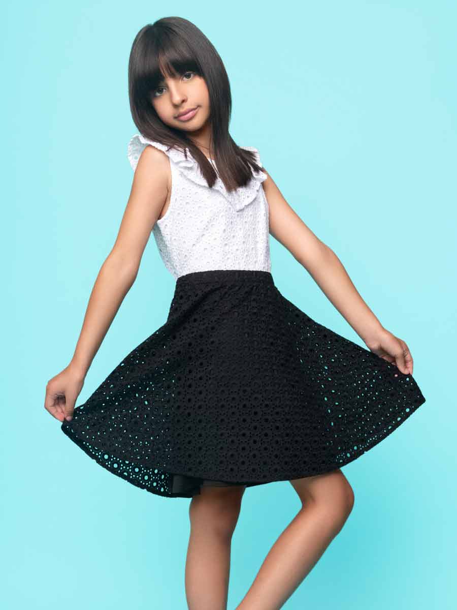 Black and White Eyelet Dress