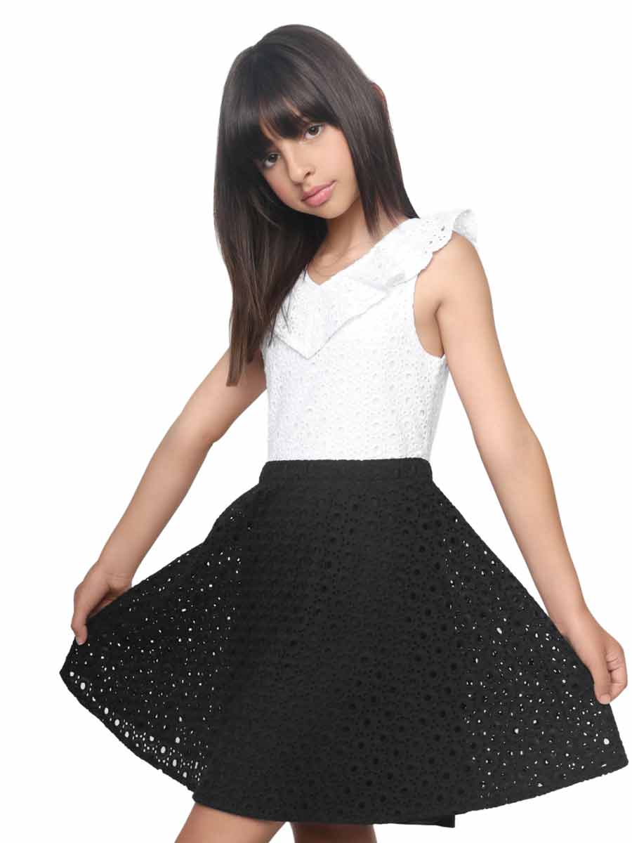Black and White Eyelet Dress