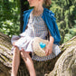 Carter Pointelle Blue Ruffle Cardigan
