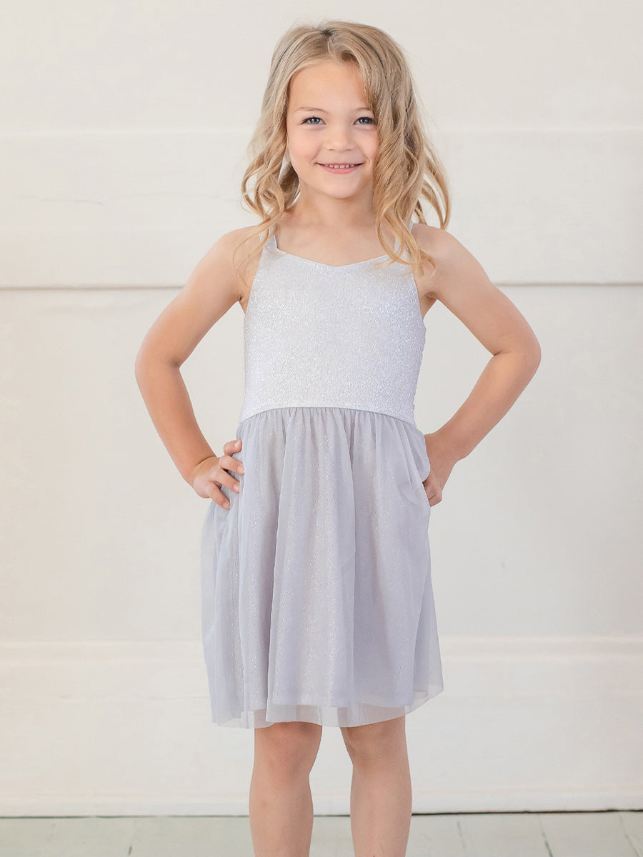 Pixie Dust Grey Sparkly Knit & Tulle Dress