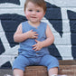 Austin Waffled Knit Blue Romper