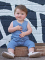 Austin Waffled Knit Blue Romper
