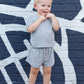 Cool Kid Grey Ribbed Knit Shorts & Top 2-Piece Set
