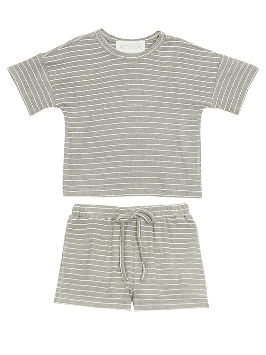 Cool Kid Grey Ribbed Knit Shorts & Top 2-Piece Set