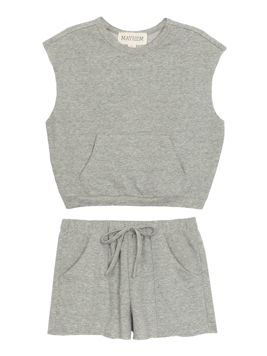 Cabana Terry Knit Shorts & Top 2-Piece Set - Grey