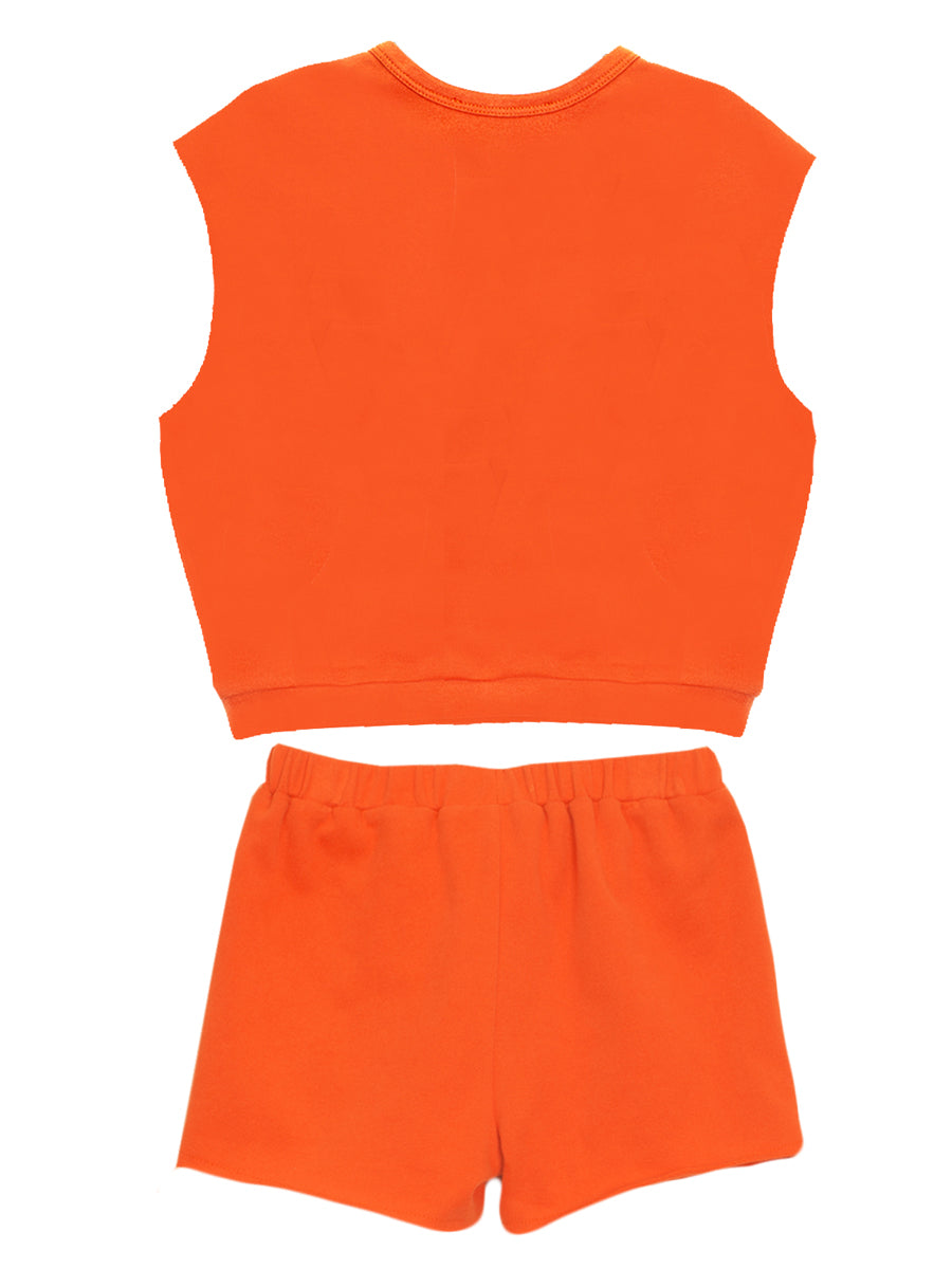 Candy Cabana Terry Knit Shorts & Top 2-Piece Set - Orange