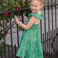 Vibrant Meadows Printed Cotton Smocked Dress