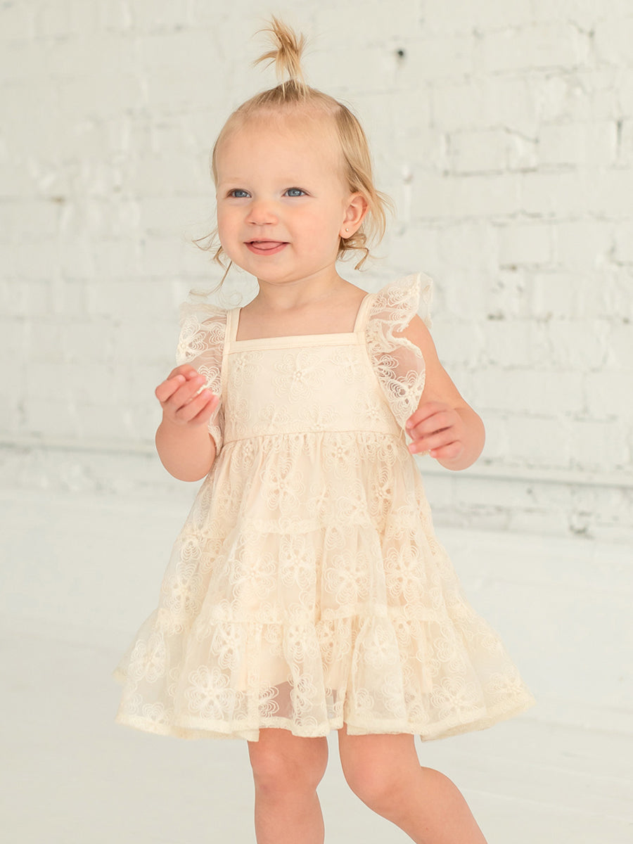 Toddler Vanilla Bean Embroidered Net Dress