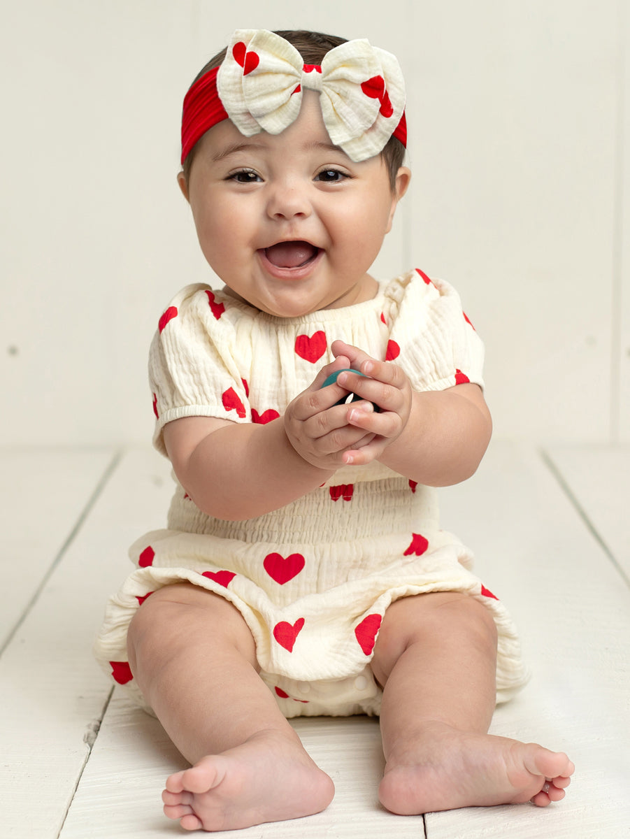 Sweet Hearts Cotton Gauze Romper