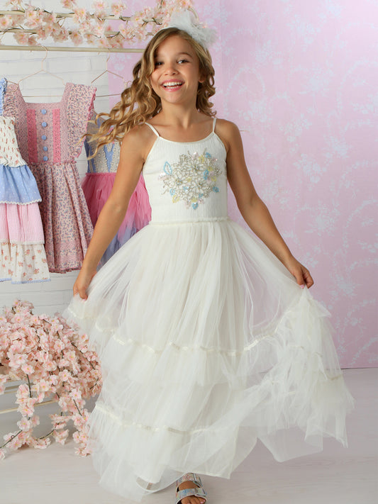 Gweneth White Maxi Tulle Dress for Girls