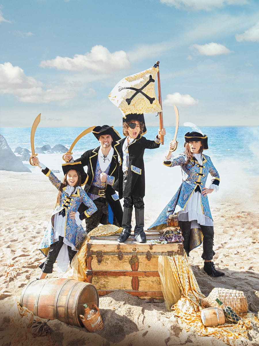 Pirate Blue Brocade Costume for Women