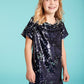Navy Blue Glitter and Glow Dress for Girls Alt 1