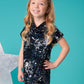 Blue & Silver Brush Sequin Dress for Girls