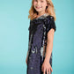 Navy Blue Glitter and Glow Dress for Girls