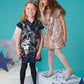 Blue & Silver Brush Sequin Dress for Girls
