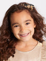 Gold Rosette Hair Clips with Black Organza Accent for Girls