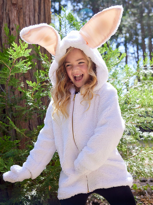 Bunny Rabbit Comfy Jacket with Mittens for Girls