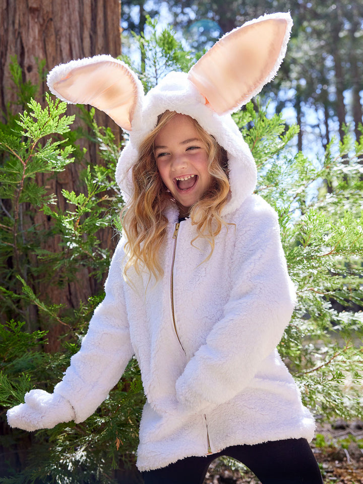 Bunny Rabbit Comfy Jacket with Mittens for Girls