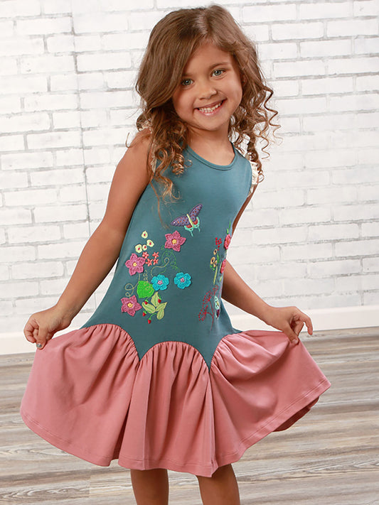 Garden Passion Dress, Blue-Stone Alt 1