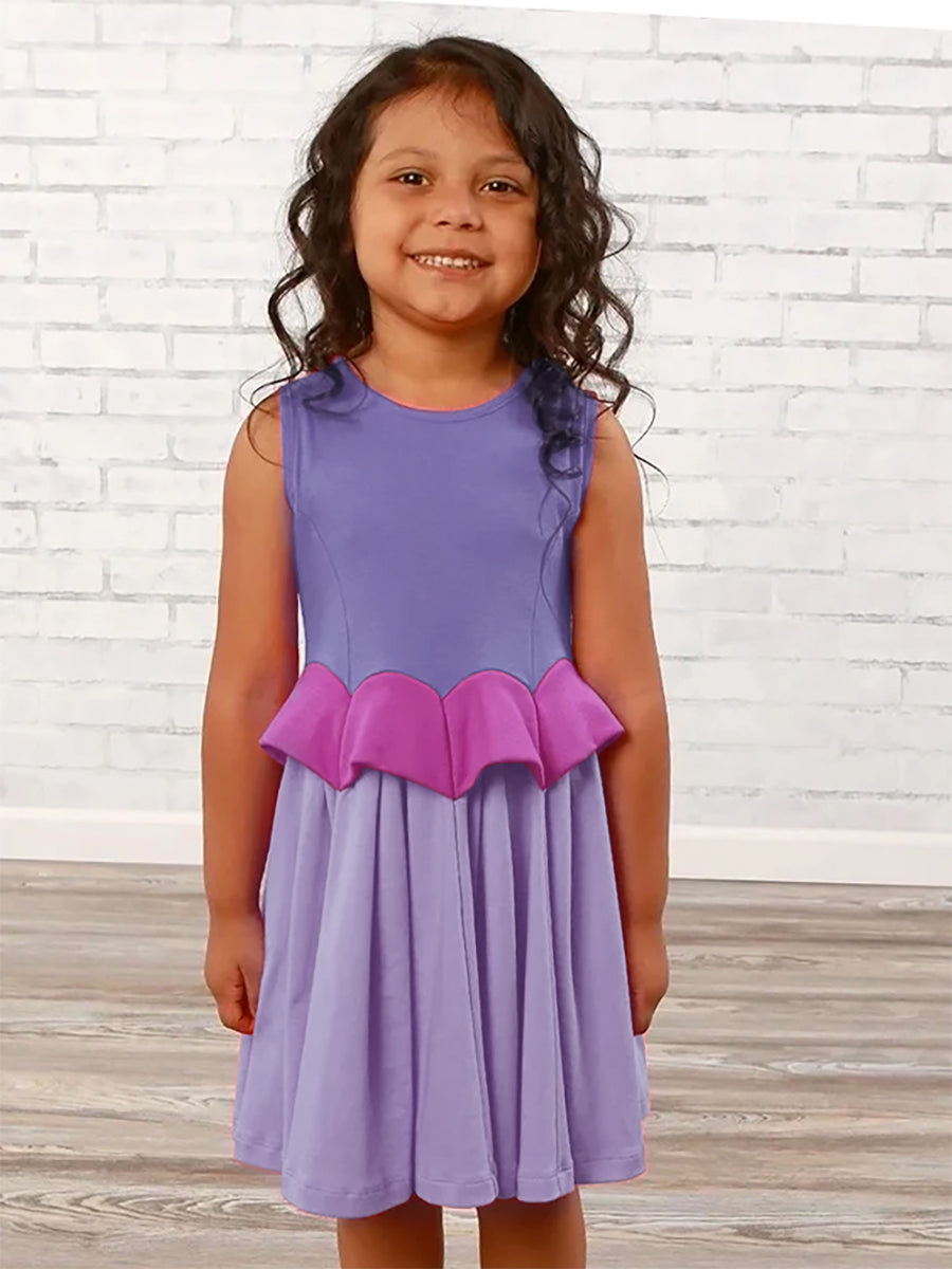 Lilac Bellflower Fairy Peplum Veronica Dress for Girls