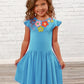 Girls Scuba Blue Floral Spring Day Dress