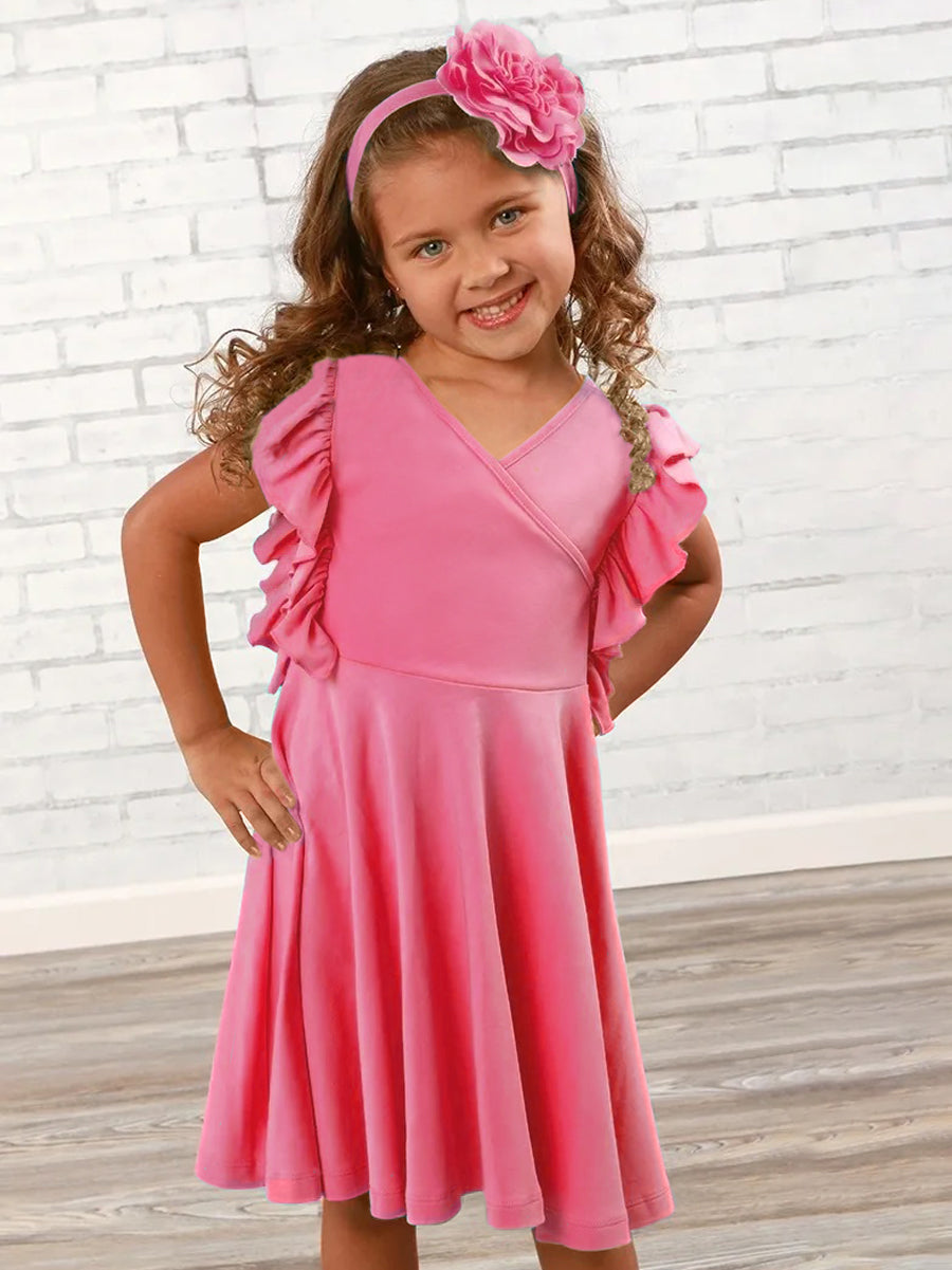 Pink Paper Doll Ruffle Dress for Girls