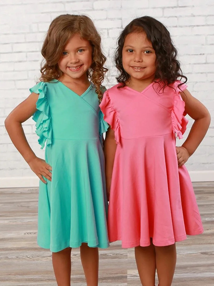 Pink Paper Doll Ruffle Dress for Girls
